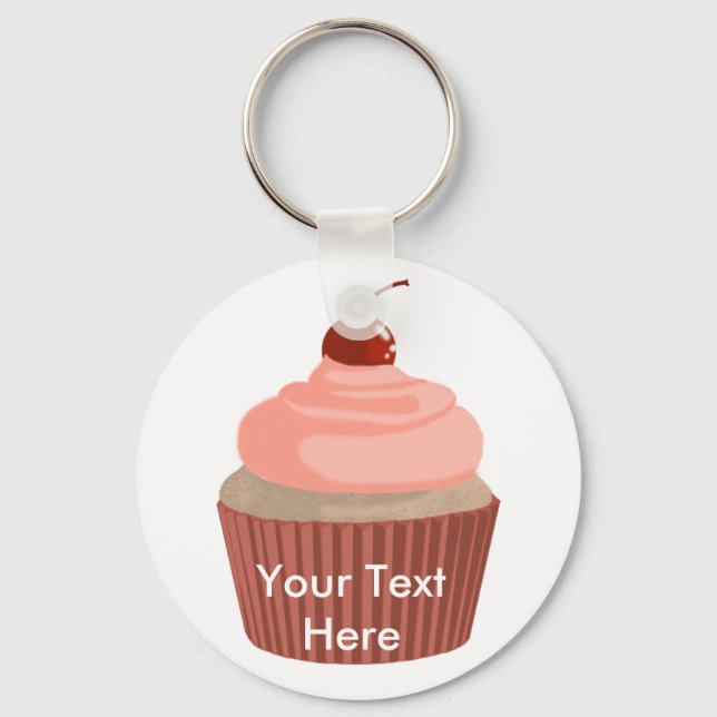 Cupcake-Pink and Red Key Ring (Front)