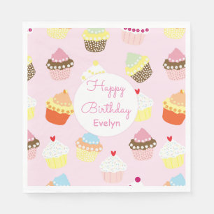 Cupcake Pink Birthday Party Paper Napkins