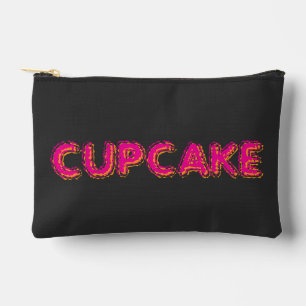 Cupcake Pink Black Custom Text Accessory Pouch