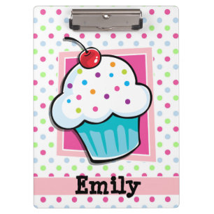 Cupcake, Pink, Blue, Green, Polka Dots Clipboard