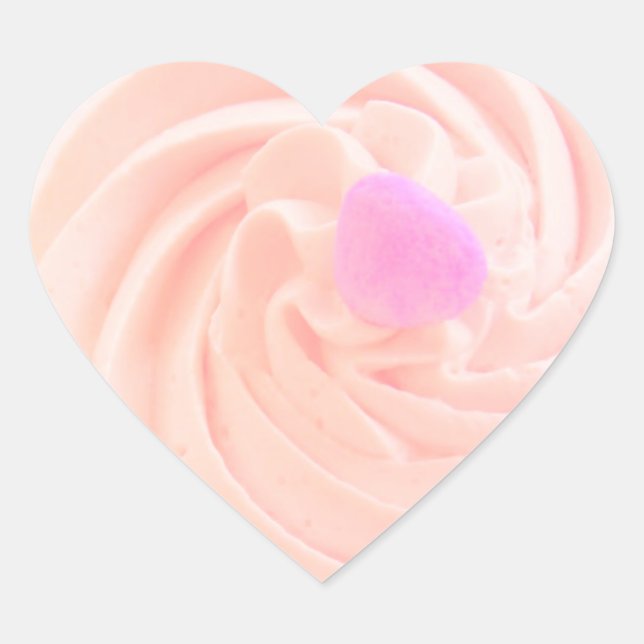 Cupcake pink frosting candy heart cute heart sticker (Front)