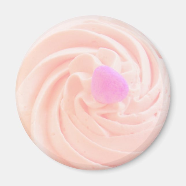 Cupcake pink frosting heart candy cute magnet (Front)