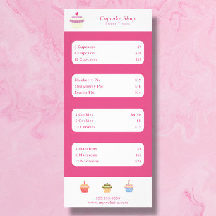 Cupcake Pink Menu & Price List Rack Card