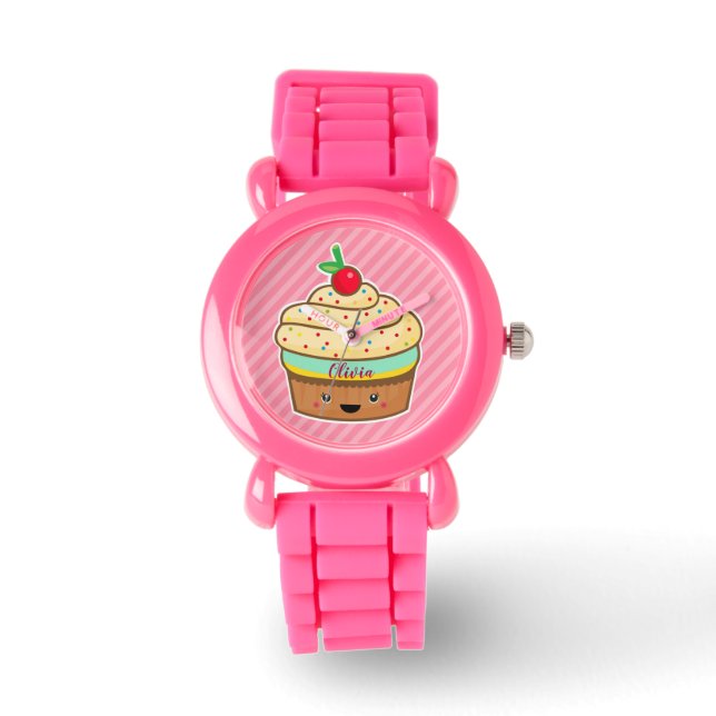 Cupcake pink retro glitter girl kids Watch (Front)
