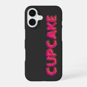 Cupcake Pink Text Custom Black iPhone 16 Case