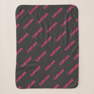 Cupcake Pink Text Custom Black Sherpa Blanket