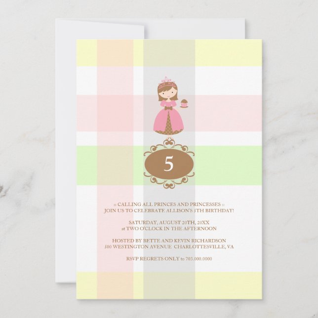 Cupcake Princess Birthday Party Invitations (Front)