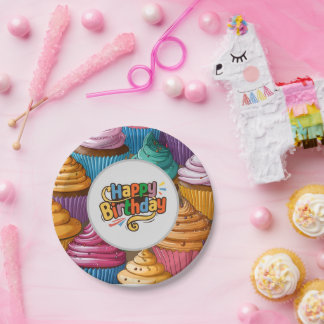 cupcake print kids Birthday party Paper Plate