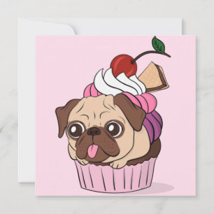 Cupcake Pug Holiday Card