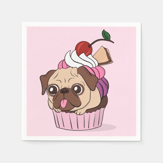 Cupcake Pug Napkin (Front)