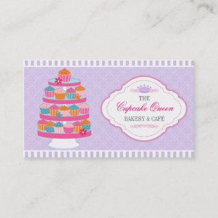 Cupcake Queen Bakery Lavender and Fuchsia Business Card
