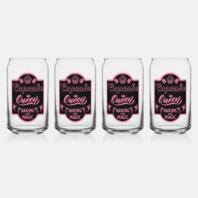 Cupcake Queen Can Glass (Front)