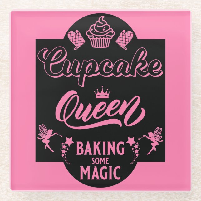 Cupcake Queen Glass Coaster (Front)
