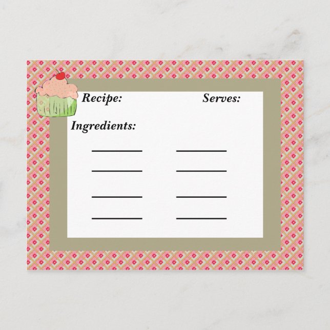 Cupcake Recipe Card (Front)