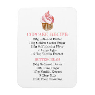 CUPCAKE RECIPE KITCHEN FLEXIBLE FRIDGE MAGNET