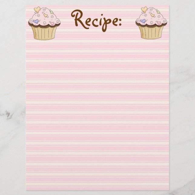 CupCake Recipe Paper (Front)
