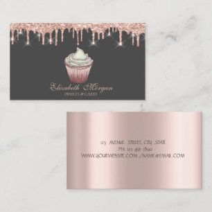 Cupcake Rose Gold Drips Bakery   Business Card