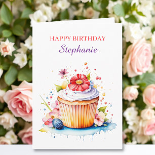 Cupcake Sentimental Personalized Birthday for Her Card