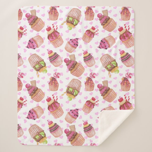 Cupcake Sherpa Blanket (Front)