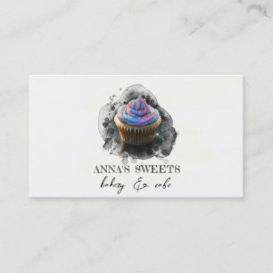 *~* Cupcake Shop 3 QR Social Media Bakery Business Card
