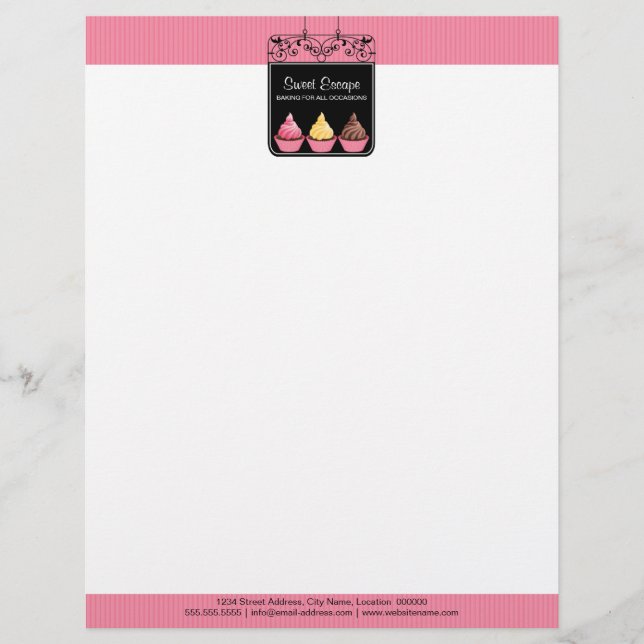 Cupcake Sign Bakery Personalized Letterhead (Front)