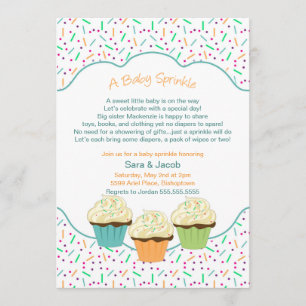 Cupcake Sprinkle Baby Shower Invite neutral colour