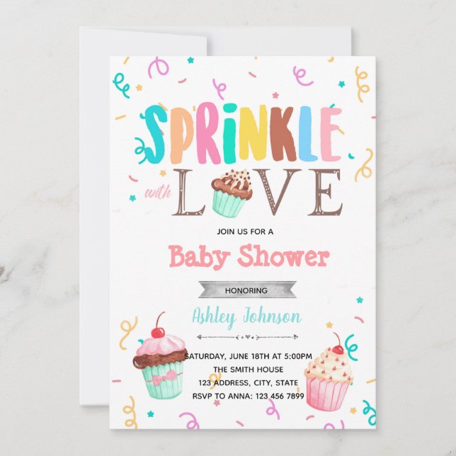 Cupcake sprinkle with love invitation (Front)