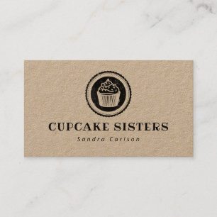 Cupcake stamp logo rustic kraft business card