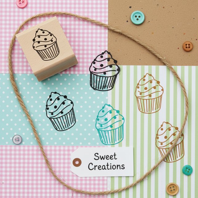 Cupcake Stamp - Mini Wooden Art Stamp for Crafts (🧁Mini cupcake stamp for crafts.)