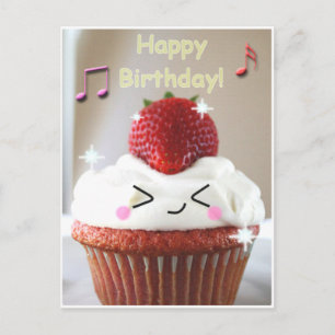 cupcake strawberry bday postcard