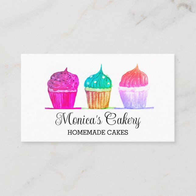 Cupcake Sweet Cakes Bakes Homemade Bakery  Business Card (Front)