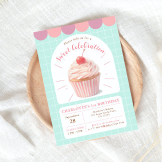 Cupcake Sweet Shop Birthday Invitation