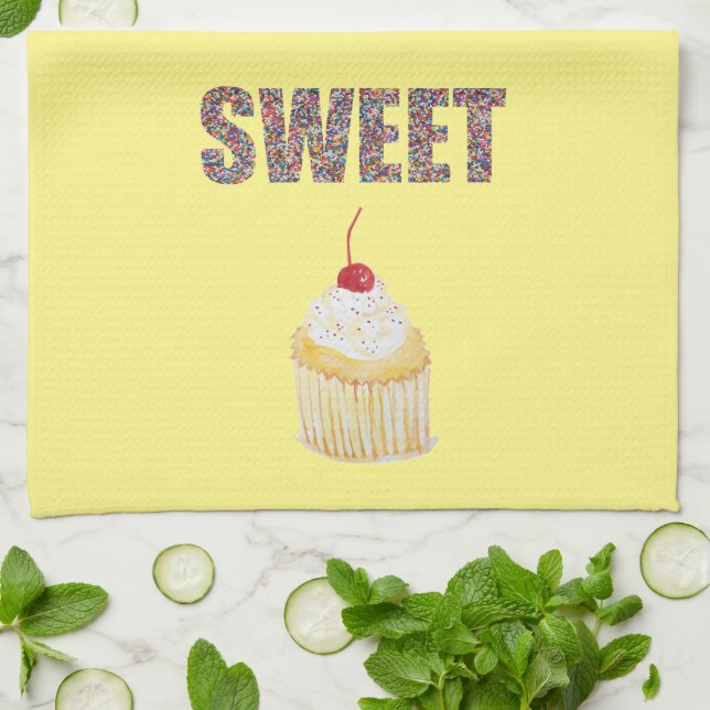 Cupcake Sweet Sprinkles Kitchen Towel (Folded)