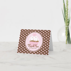 Cupcake Thank You Note Cards Pink Brown