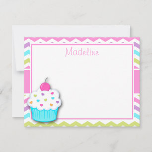 Cupcake Thank You Note, Cupcake Stationery Note Card