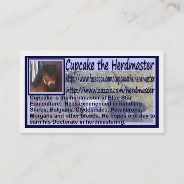 Cupcake The Herdmaster Business Cards (Front)