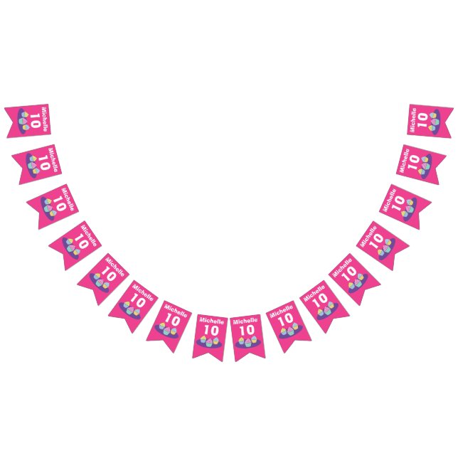 Cupcake theme kid's Birthday party custom Bunting (All)