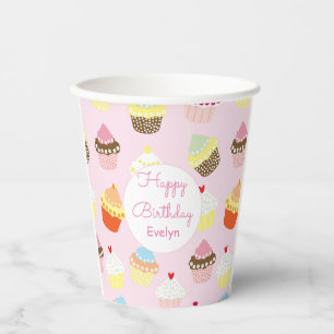 Cupcake Themed Pink Birthday Party Paper Plates Cups