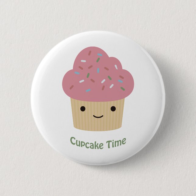 Cupcake Time! Cute Pink Cupcake 6 Cm Round Badge (Front)