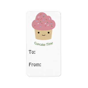 Cupcake Time! Cute Pink Cupcake Label