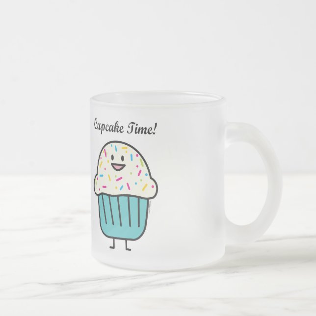 Cupcake Time with sprinkles sweet dessert fondant Frosted Glass Coffee Mug (Right)