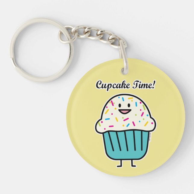 Cupcake Time with sprinkles sweet dessert fondant Key Ring (Front)