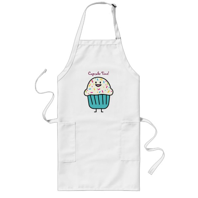 Cupcake Time with sprinkles sweet dessert fondant Long Apron (Front)