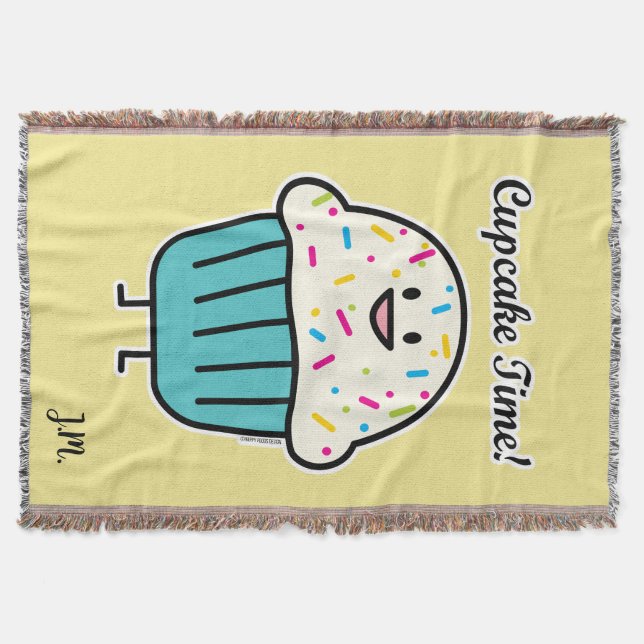 Cupcake Time with sprinkles sweet dessert fondant Throw Blanket (Front)