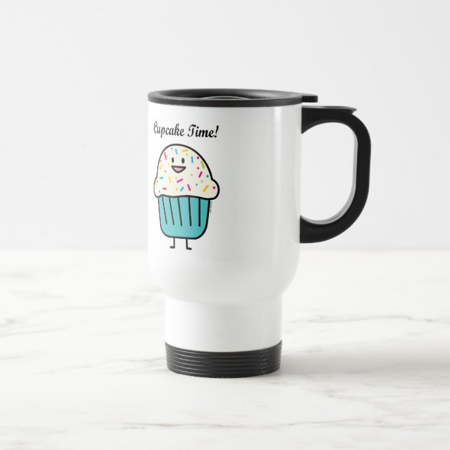 Cupcake Time with sprinkles sweet dessert fondant Travel Mug (Right)