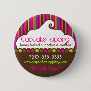 Cupcake Topping Retro Pinback Button
