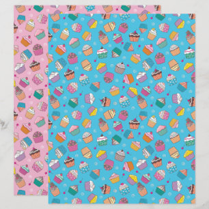 Cupcake toss print craft paper, two colour ways