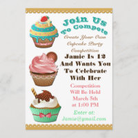 Cupcake Wars Bake Off Birthday Multi Colour Invite