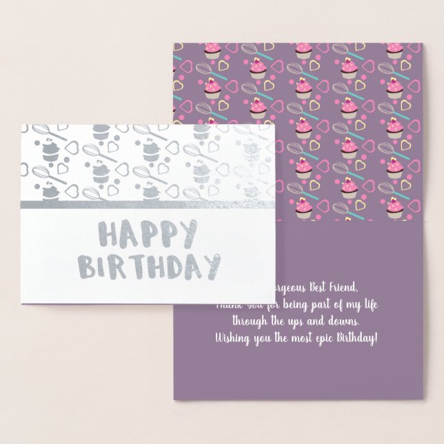 Cupcake Whisk Confetti Geometrical Birthday Foil Card (Display)