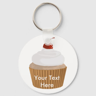 Cupcake-White and Brown Key Ring